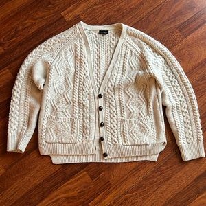 Topshop - Cable Button Down Cardigan in Cream